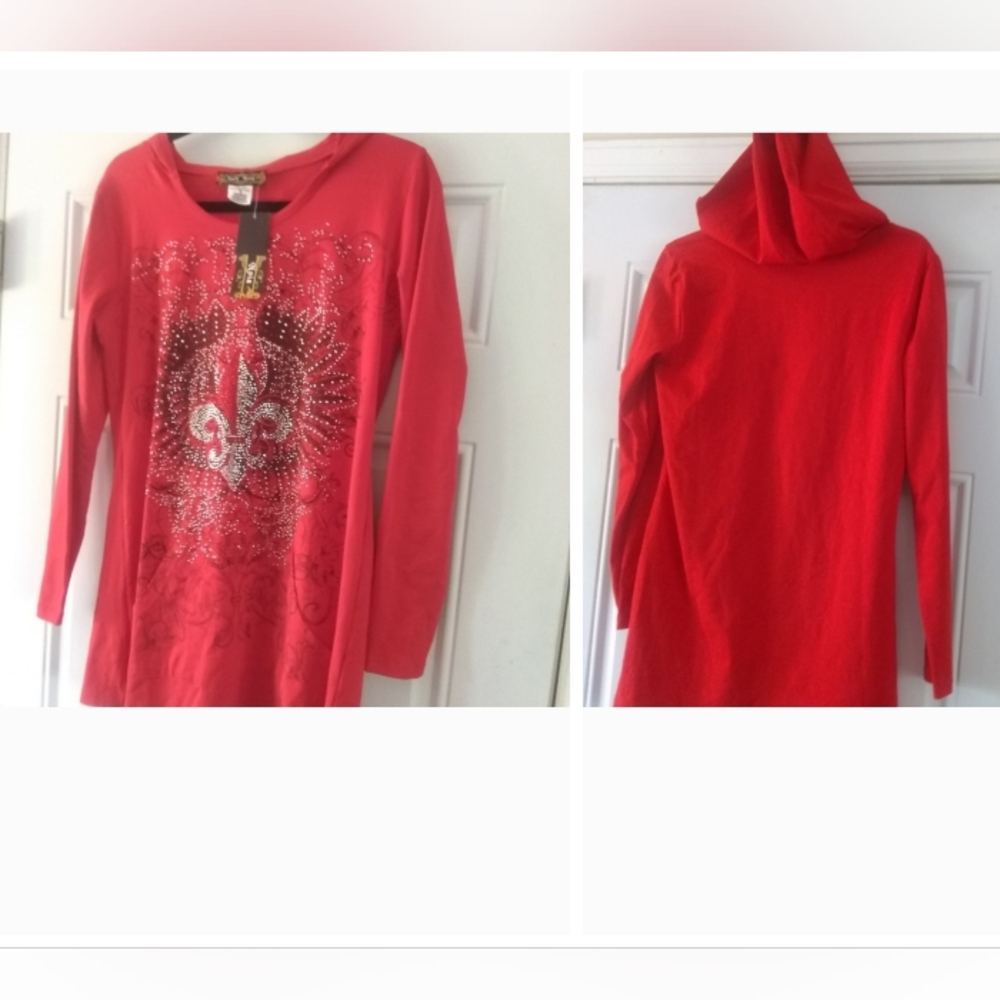 Lady Noiz Red Hoodie Sweatshirt Tshirt Sz Medium NWT